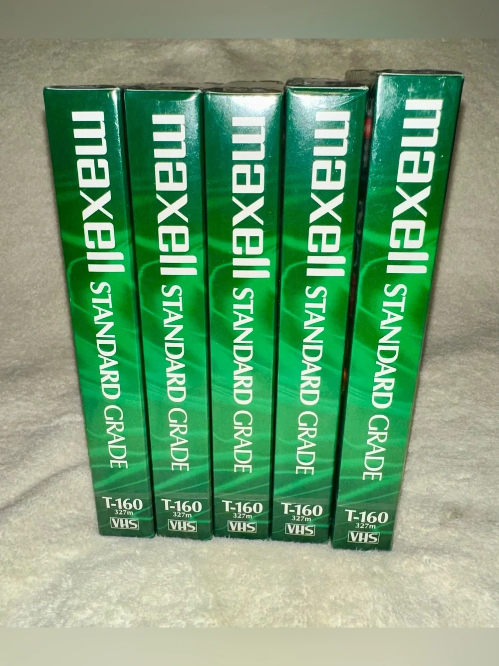 5 Pack Maxell T-160 VHS Blank Tapes Standard Grade 8 Hour Video Cassette Sealed
